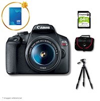 Cámara Canon EOS T7 + Lente 18-55mm + Kit de accesorios Deluxe